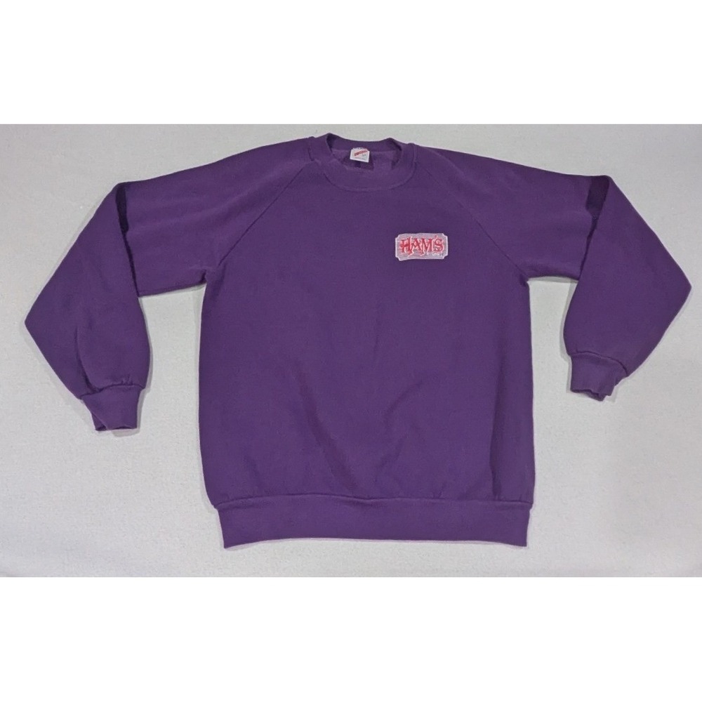 Jerzees Sweatshirt Women L Purple Excellent Vintage Hams Train Graphic USA Made